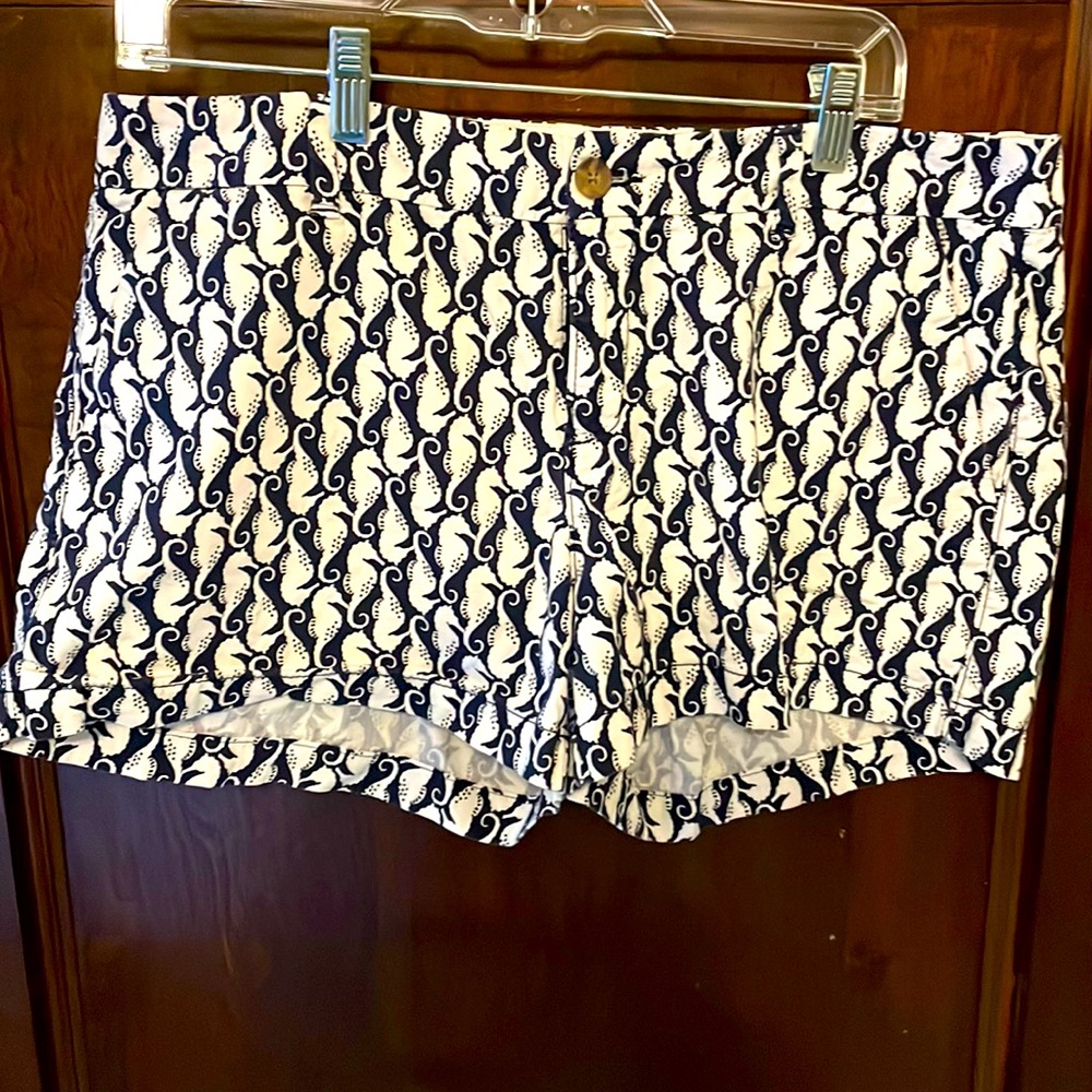 BOGO 50% summer sale Shorts with Blue & White seahorses